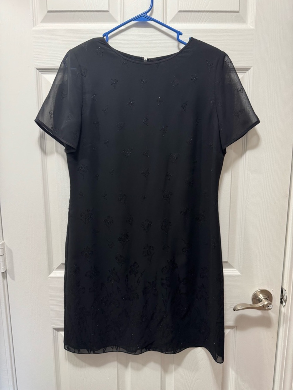 Vintage Mesh Talbots Petite Made In Korea Black Mini Cocktail Dress Size 12
